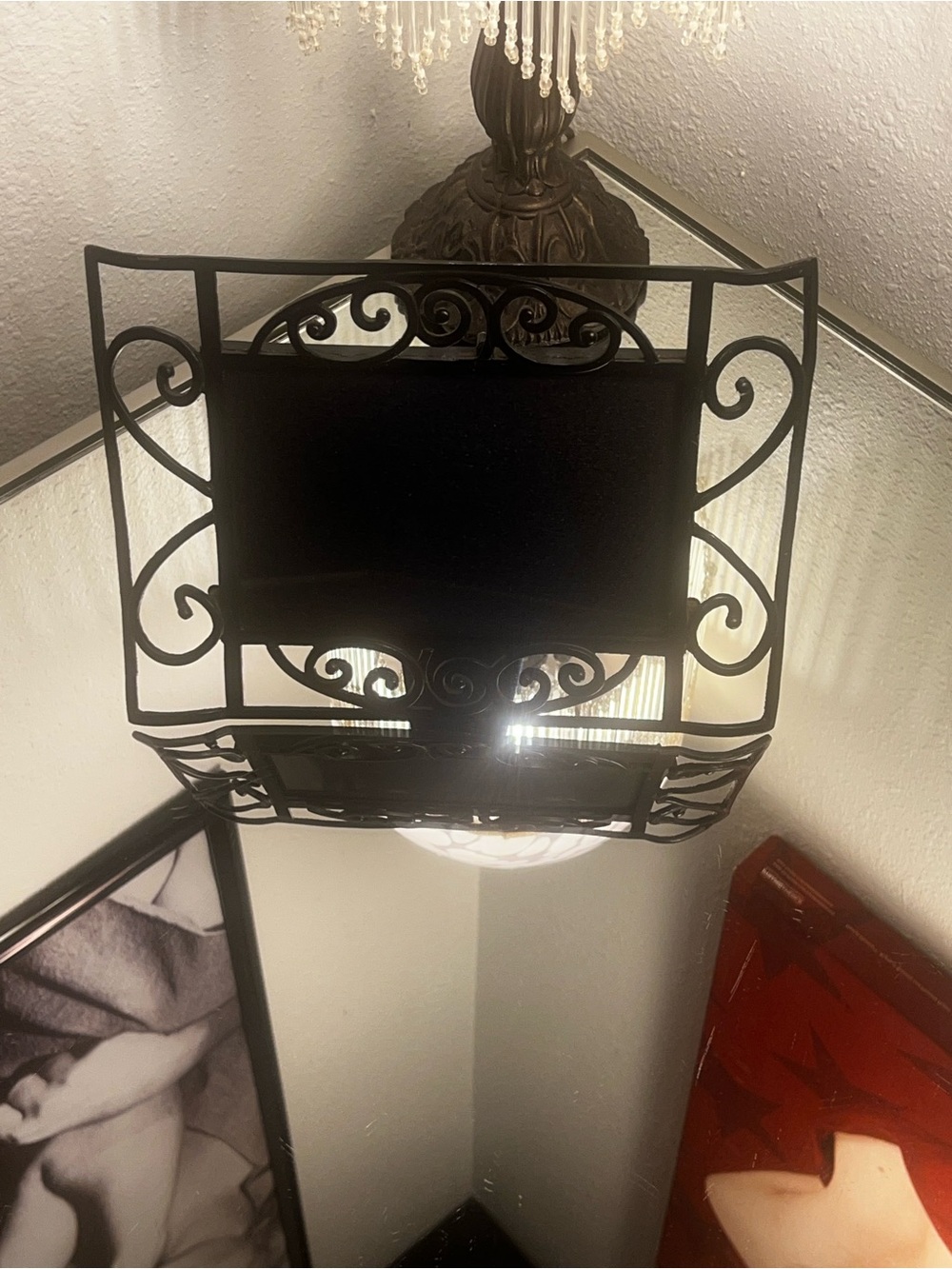 Vintage Black Metal Ornate Scrollwork Picture Frame – Tabletop Display